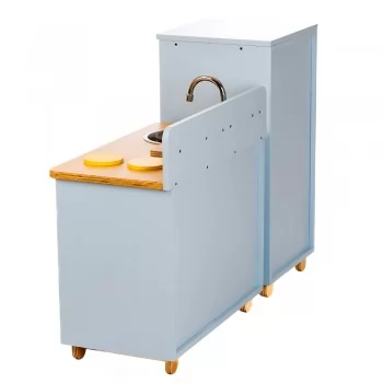 Cozinha Infantil Completa com Geladeira Azul Bebê Fabrink