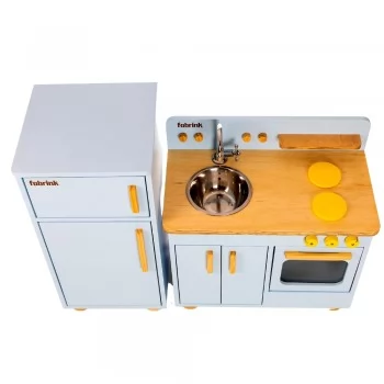 Cozinha Infantil Completa com Geladeira Azul Bebê Fabrink
