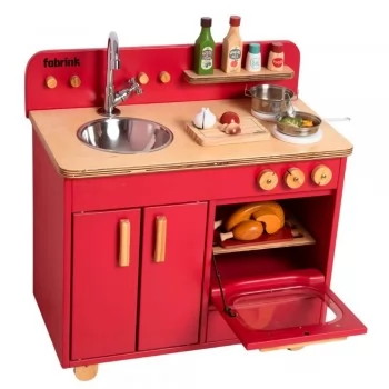 Bancada Infantil Vermelha de Madeira Fabrink Brincadeira Criativa